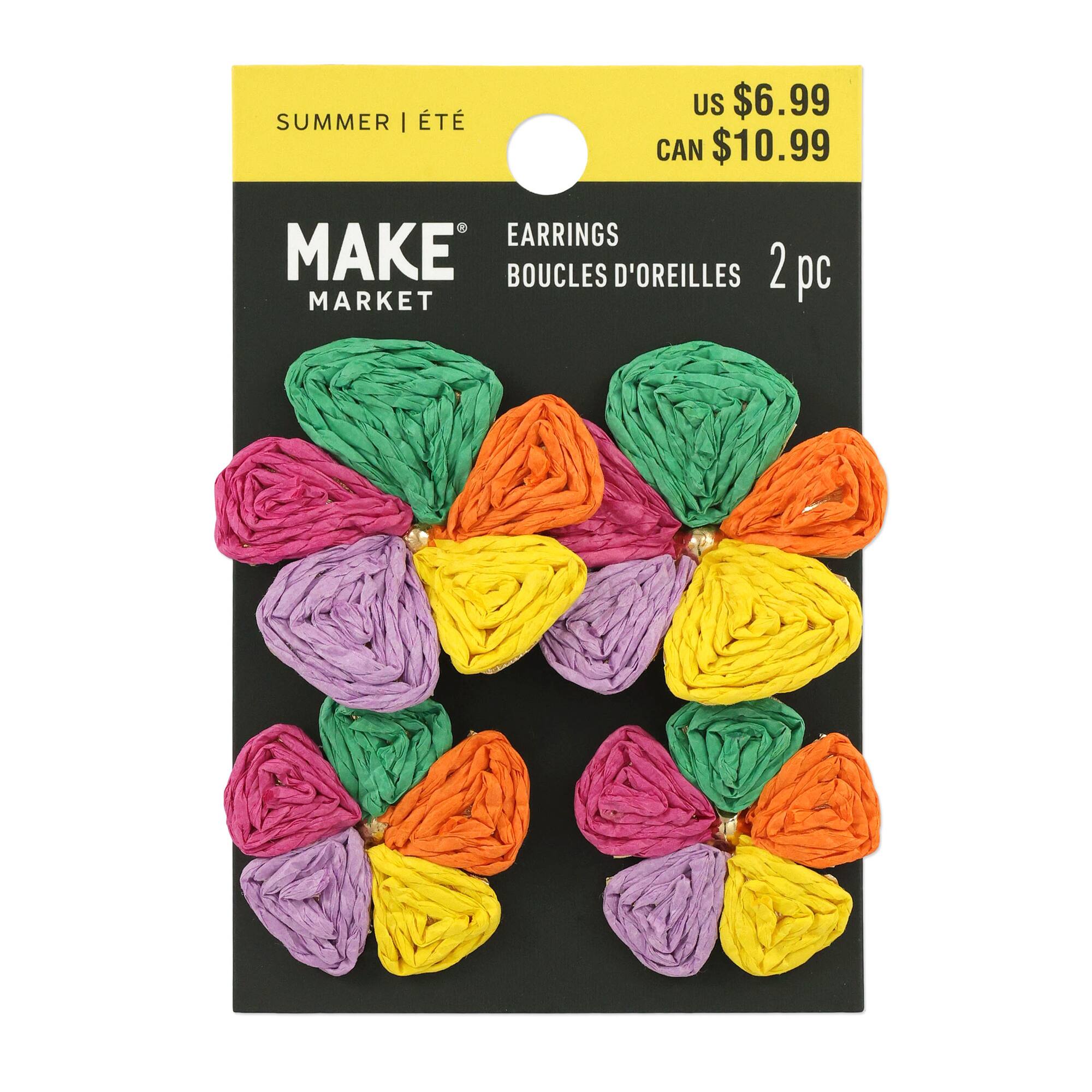 Double Raffia Flower Earrings by Make Market